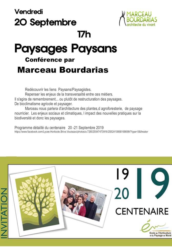 Conférence Marceau Bourdarias vendredi 20 à Voutezac