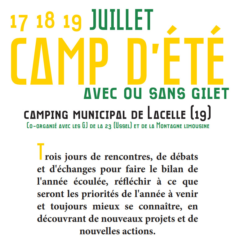 Camp d'été de la Montagne Limousine : 17 au 19 juillet à Lacelle (19)