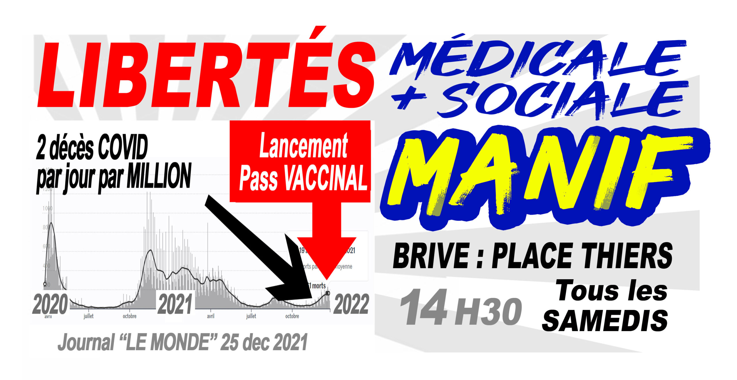 manif antipass sanitaire à Brive le 8 janvier