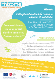 Atelier "Entreprendre dans l'Economie sociale et solidaire" @ St Germain les Vergnes