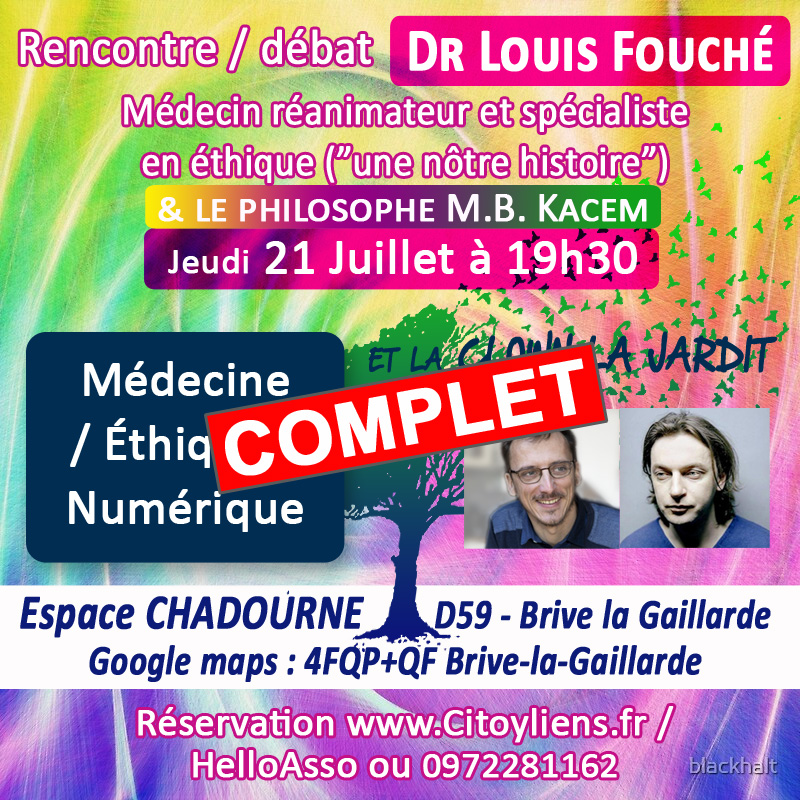 Affiche conférence-débat sur la médecine avec Dr Louis Fouché et Mehdi Belhaj Kacem