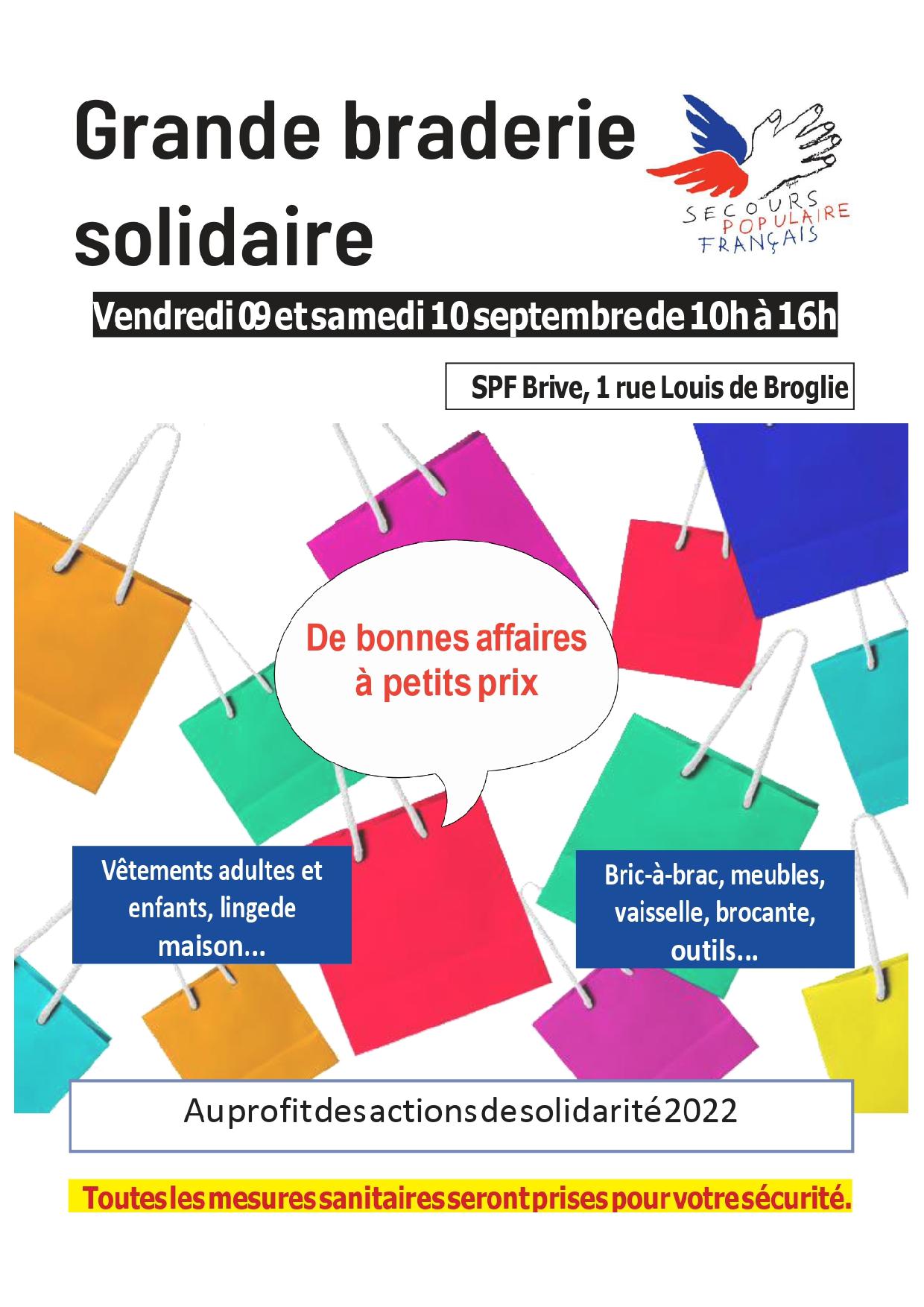 Grande braderie solidaire - SPF Brive, flyer