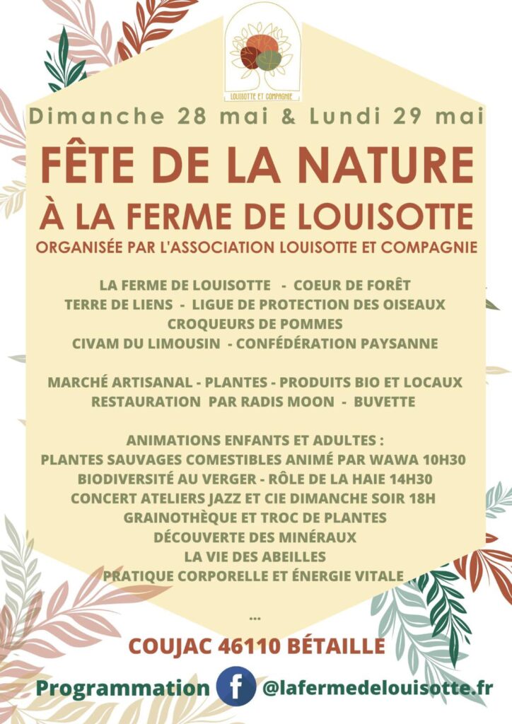 Flyer de la fête de la nature de la ferme de Louisotte