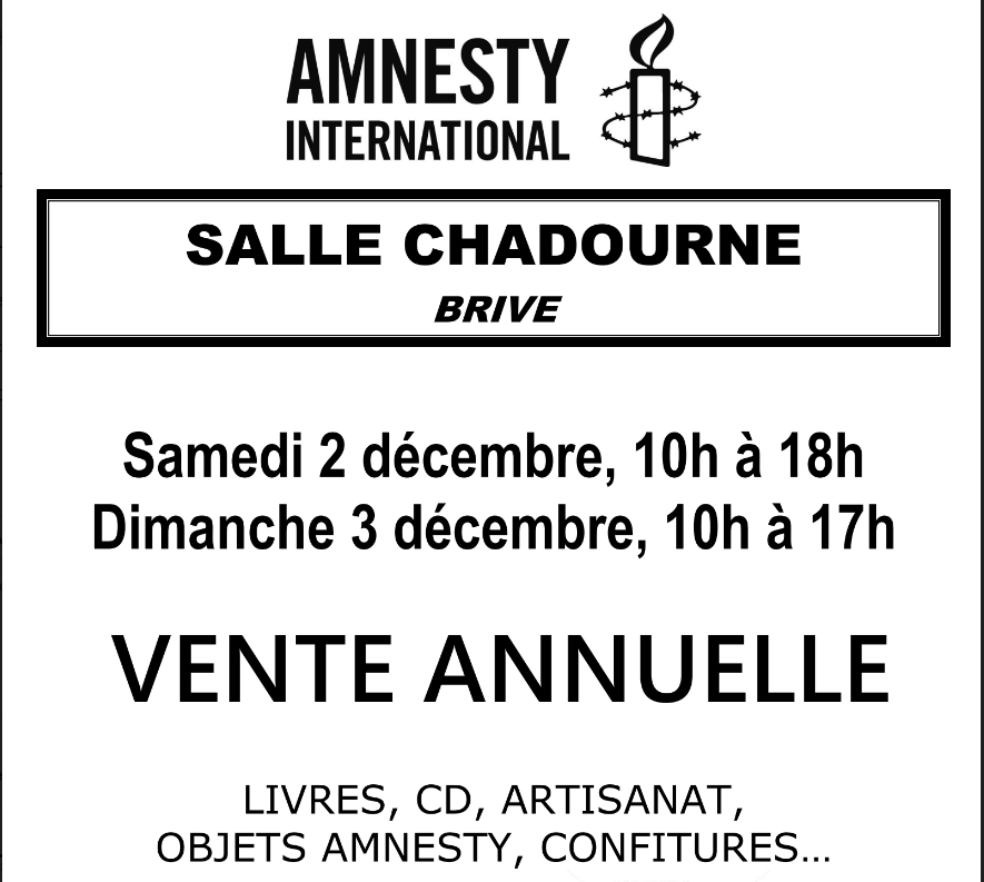 Vente annuelle de l'amnesty internationale