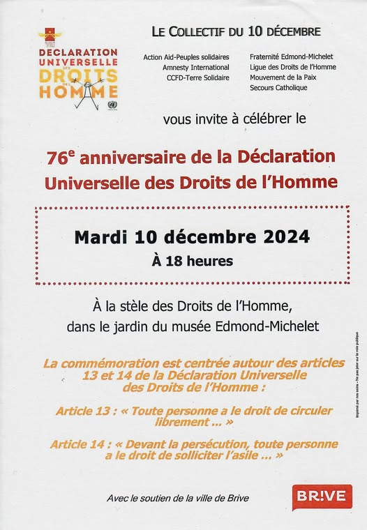 Anniversaire de la déclaration universelle des droits de l'homme - cérémonie au musée Michelet à Brive