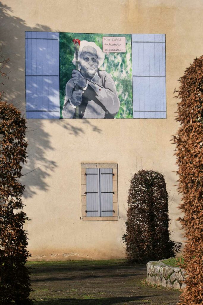 Fresque René DUMONT sur le bâtiment "nuage vert" à ARGENTAT-SUR-DORDOGNE