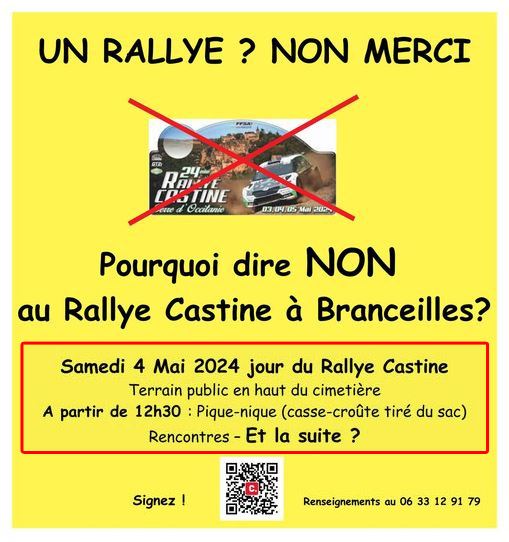 Rallye des castines : non merci - pétition contre le rallye en corrèze Branceilles