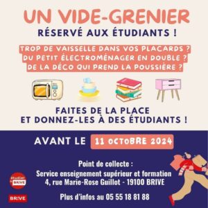 Vide grenier en faveur des étudiants @ Salle Brassens