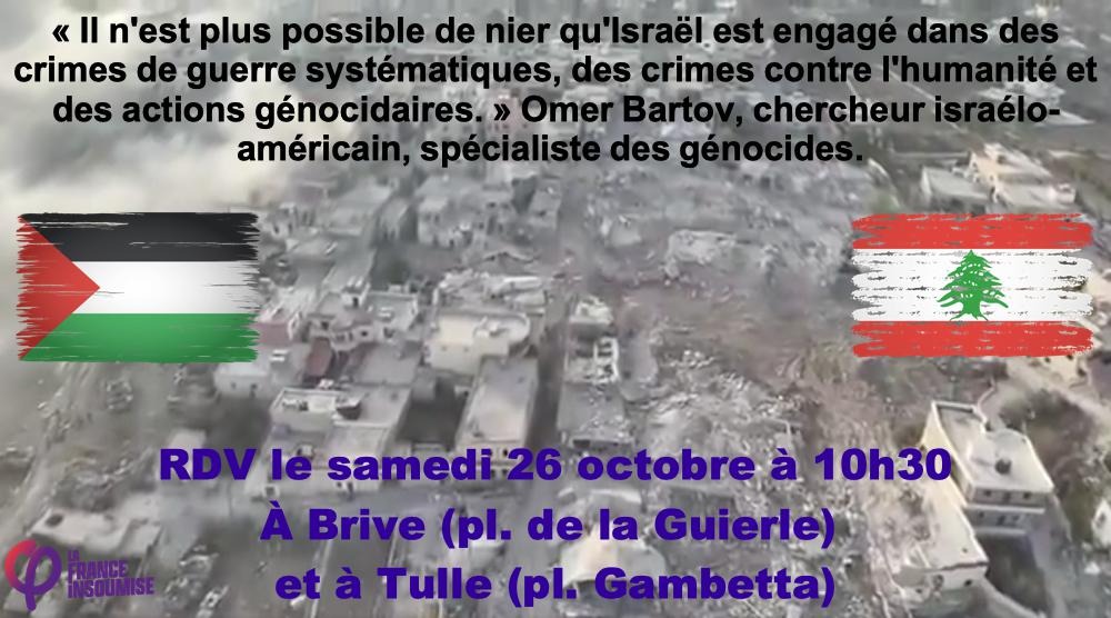 manifestation gaza liban tulle brive 26 octobre 10h30