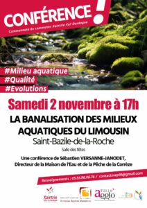 Conférence : La banalisation des milieux aquatiques du Limousin @ Salle des fêtes, Saint-Bazile-de-la-Roche