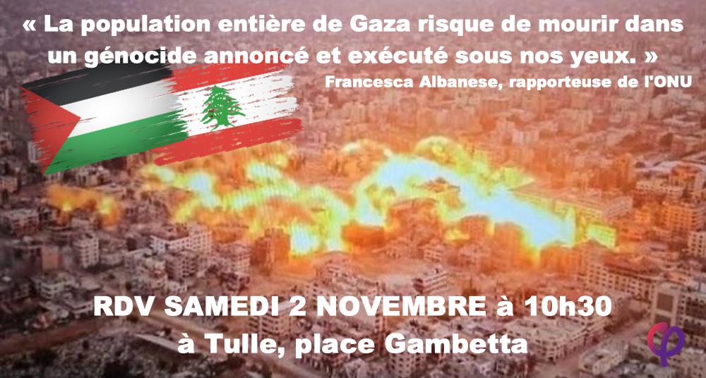 Rassemblement pour la Paix en Palestine et au Liban à Tulle le 2/11