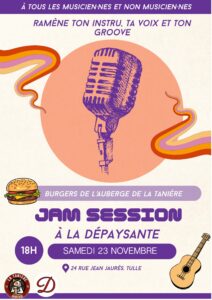 JAM SESSION et Burgers à la Dépaysante 18H @ La Dépaysante