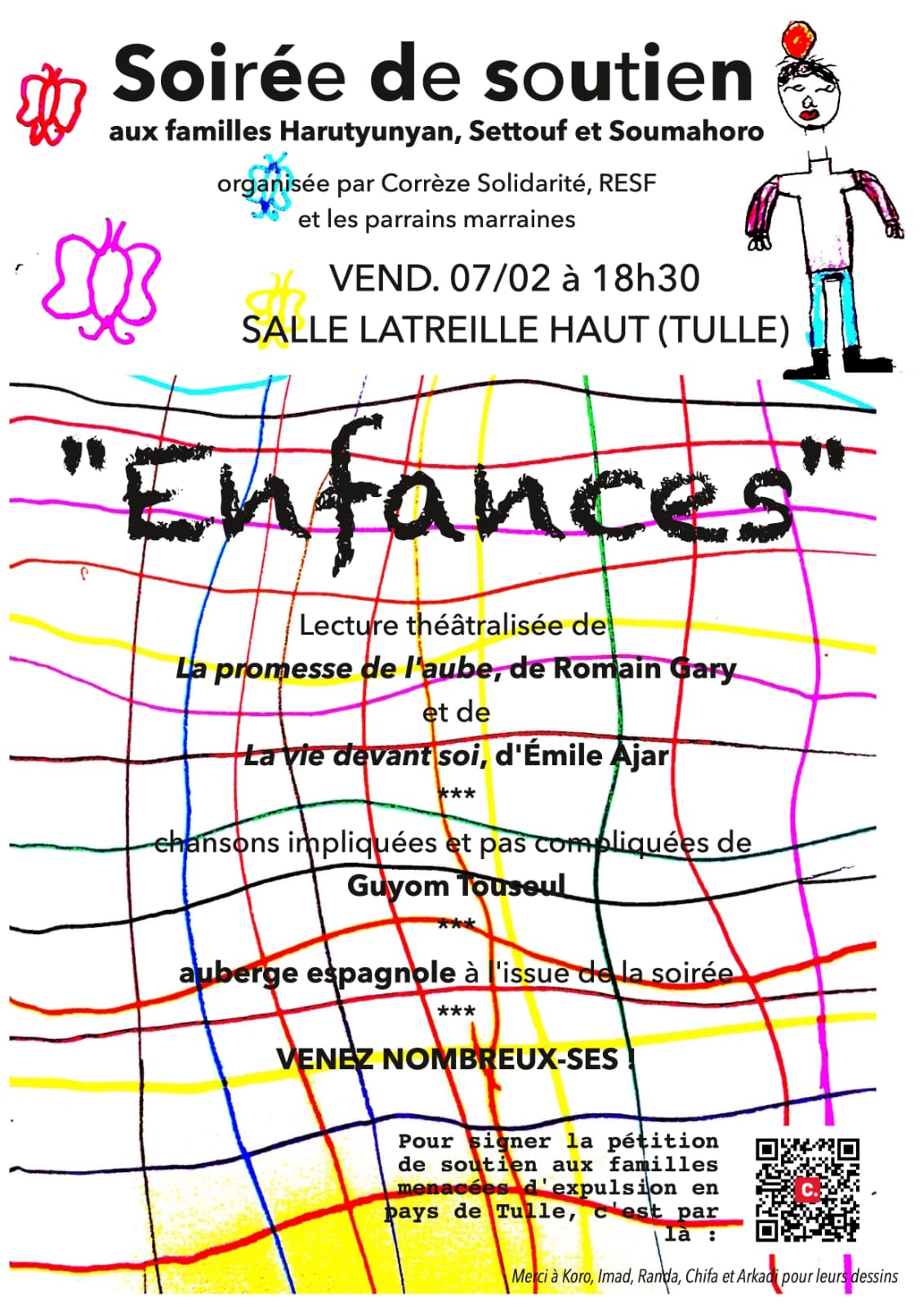 Soirée de soutien "Enfances" - vendredi 7/02 à 18h30 Salle Latreille Haut