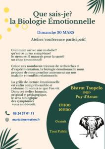 Atelier conférence : Que sais-je de mes émotions et du fonctionnement de mon corps? @ bistrot TSOPELO