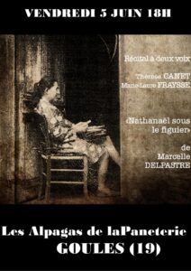 NATHANAEL SOUS LE FIGUIER (Marcelle Delpastre) @ Les alpagas de La Paneterie