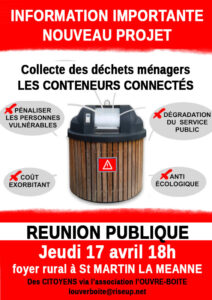 Réunion publique "Poubelles Connectées" à St Martin-La-Meanne @ Foyer rural
