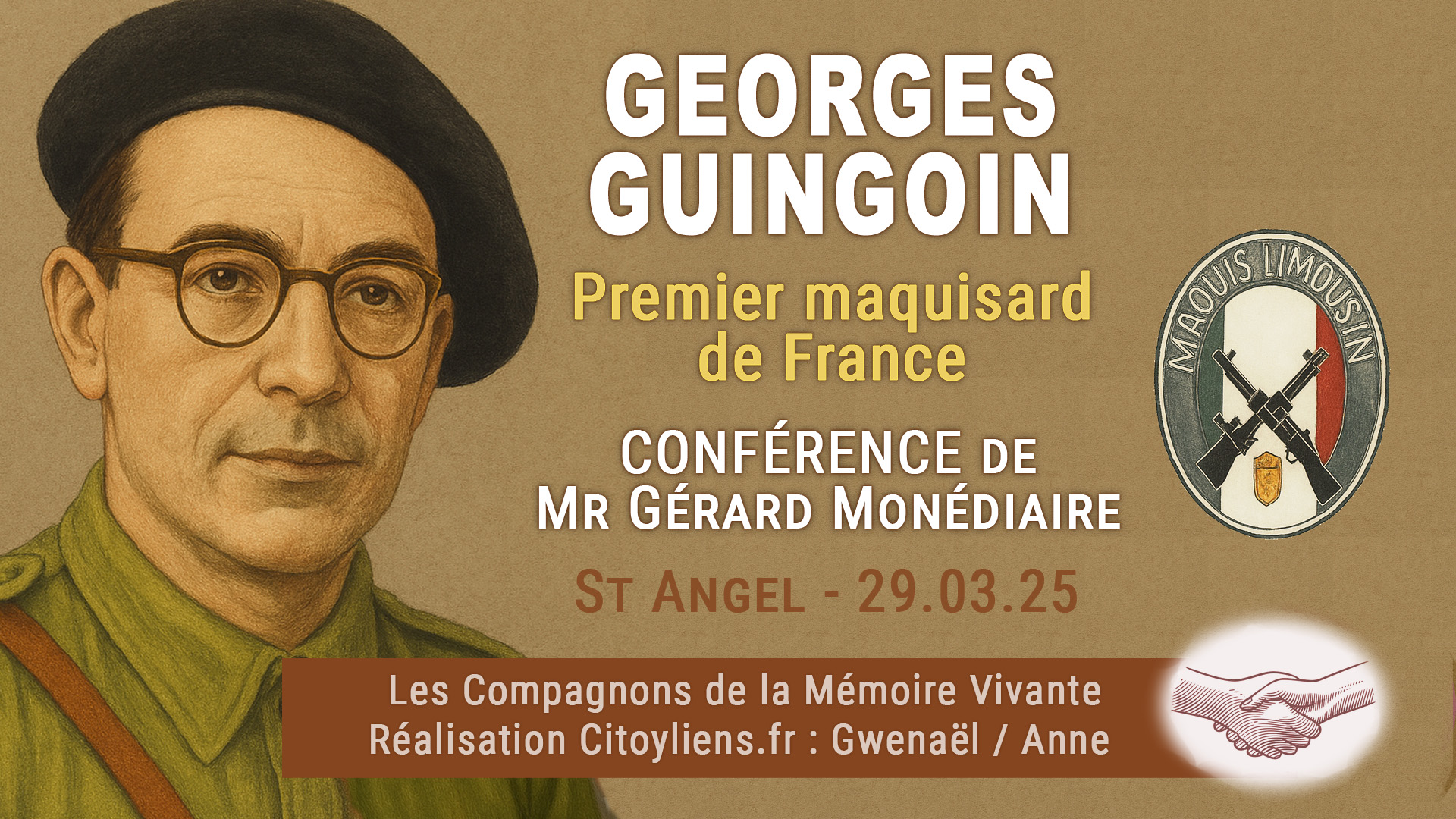Conférence Georges Guingoin - Gérard Monédiaire "premier maquisard de France"