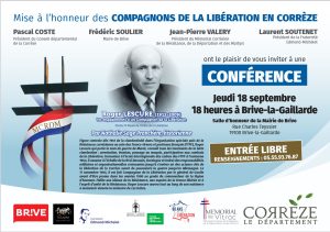 Conférence Roger Lescure, Compagnon de la Libération @ salle d'Honneur de la mairie de Brive, rue Charles Tessier