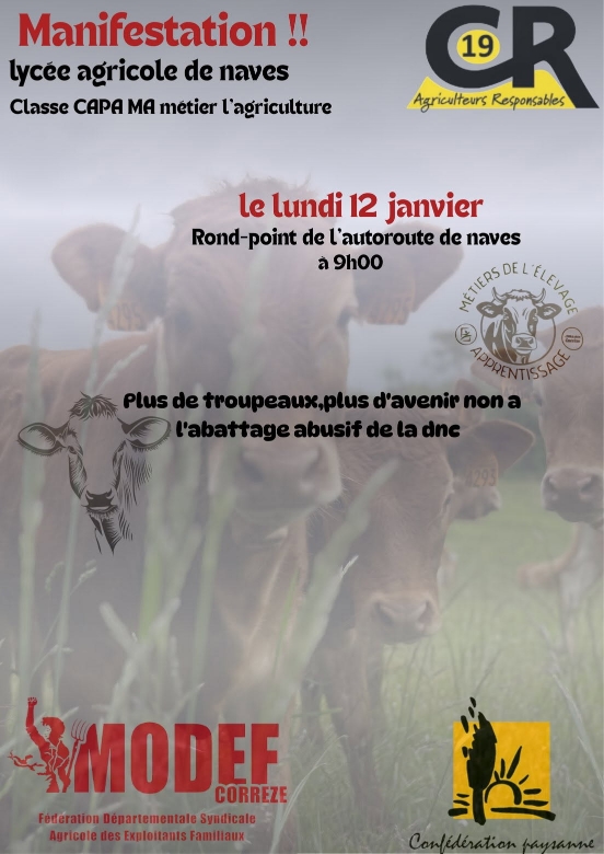 manifestation des lycéens agricoles de Naves