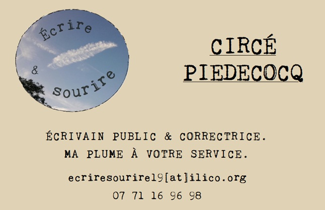 Circe piedecoq écrivain public argentat corrèze