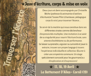 Stage "Traverser l'écorce" Jeux d'écriture, corps & mise en voix, au Battement d'Ailes @ | | |