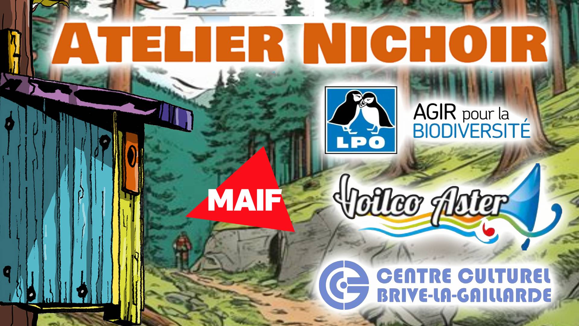 LPO MAIF et Voilco Aster au cnetre culturel de Brive pour des nichoirs à oiseaux