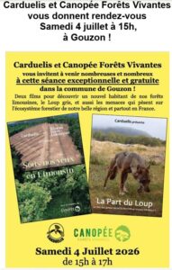CINÉMA DÉBAT "LA PART DU LOUP" et "SOUS VOS YEUX EN LIMOUSIN" à gouzon (CREUSE) @  |  |  | 
