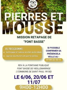 Autour du Sauvage, les 20 juin et 11 juillet : chantier participatif restauration chemins et murets - Saint-Paul : Vieille Maringe @ Vieille Maringe - Font basse