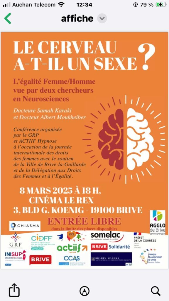 Conference Dr Albert Moukheiber Le cerveau a-t-il un sexe ? GRP Brive la Gailarde