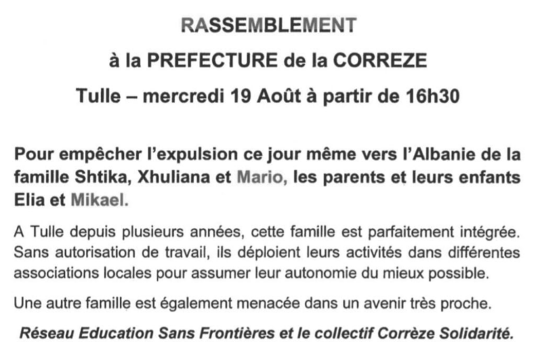 RESF Corrèze et Solidarité Corrèze manifestation